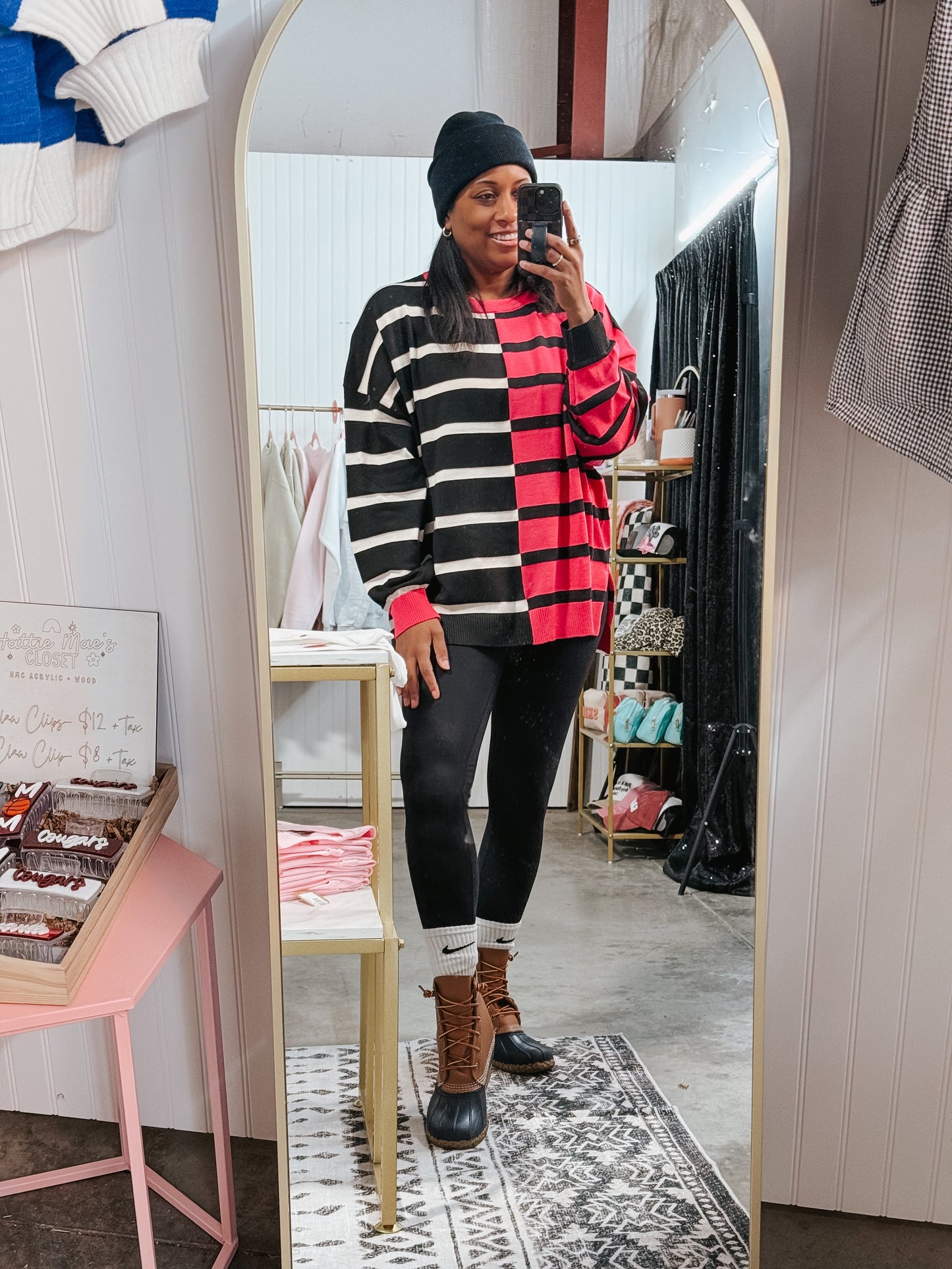 The Debutante Striped Sweater (pink/black)