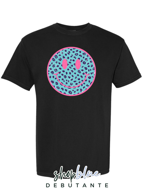 Pink/Turquoise Leopard Smiley