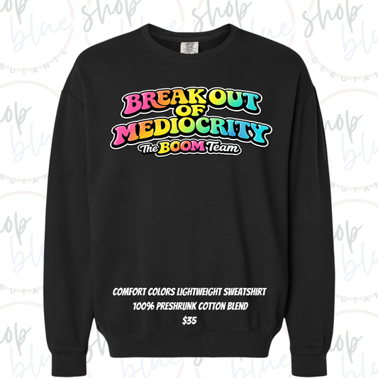 BOOM Team Elevate 2026 Sweatshirt (Center Front Design - Comfort Colors)