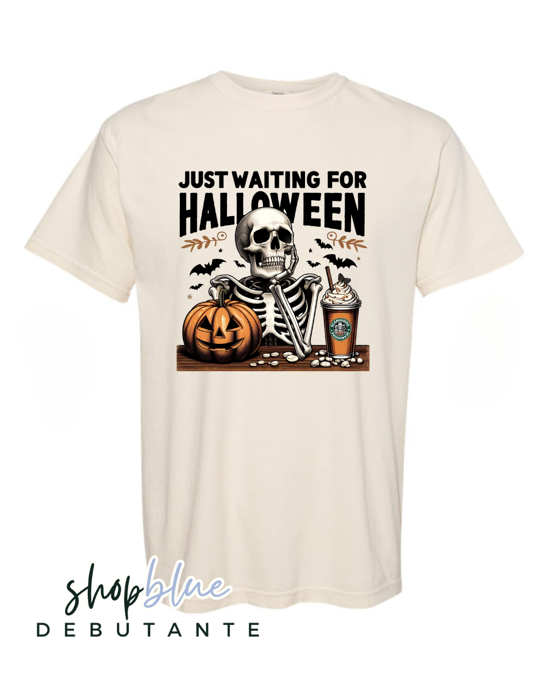 Just Waiting For Halloween (with a drink) Tee