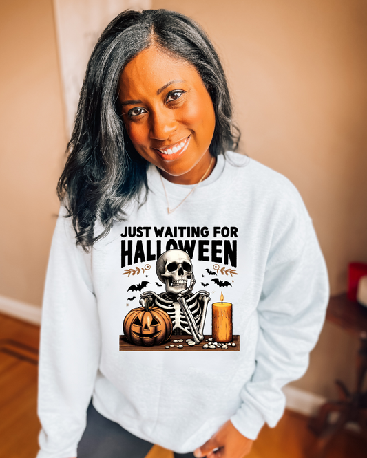 Just Waiting for Halloween (with a candle) Sweatshirt