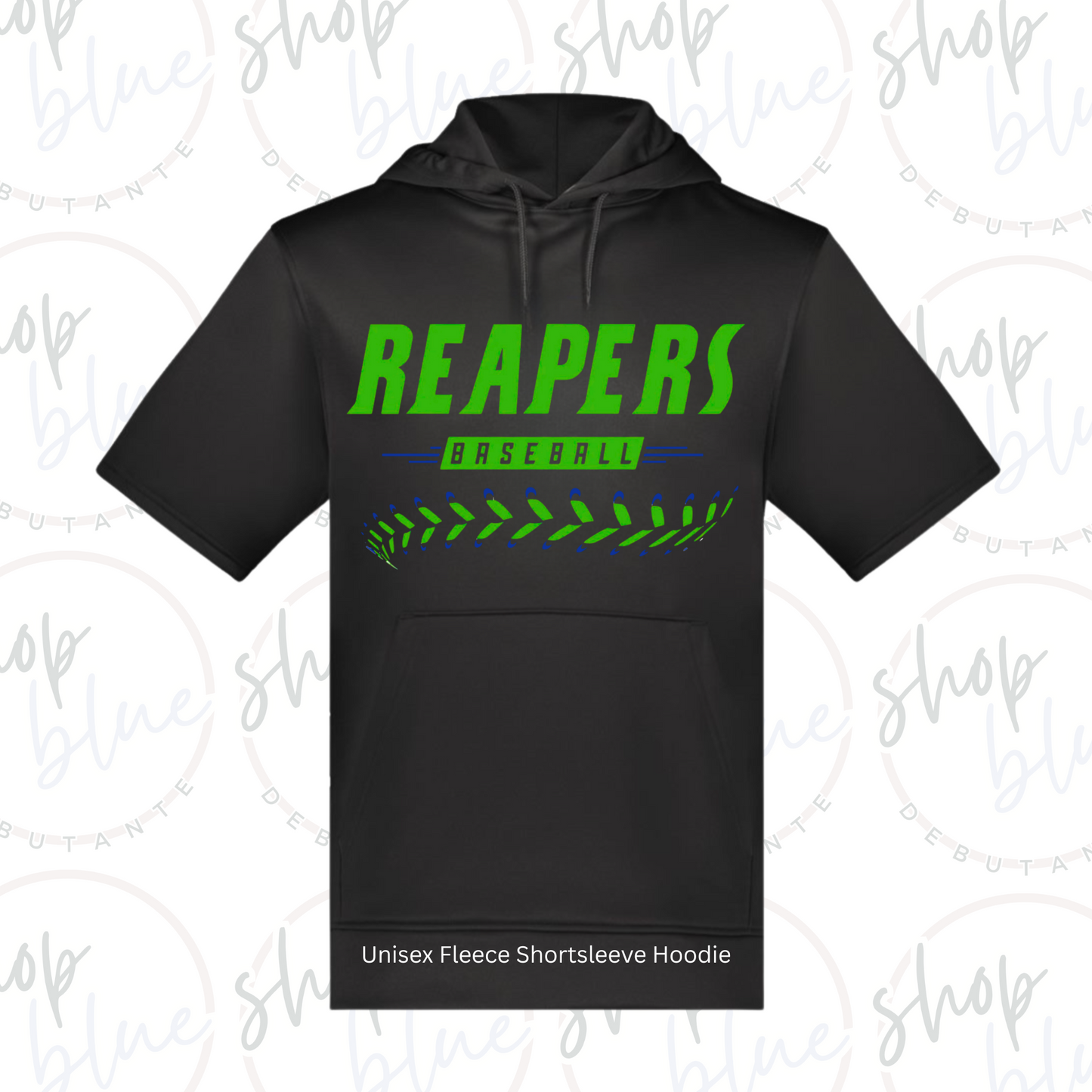 Reapers Baseball Adult Fleece Shortsleeve Hoodies (Black)