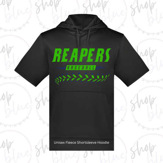 Reapers Baseball Adult Fleece Shortsleeve Hoodies (Black)