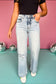 Lovervet By Vervet Distressed Super High Rise Wide Leg Jeans
