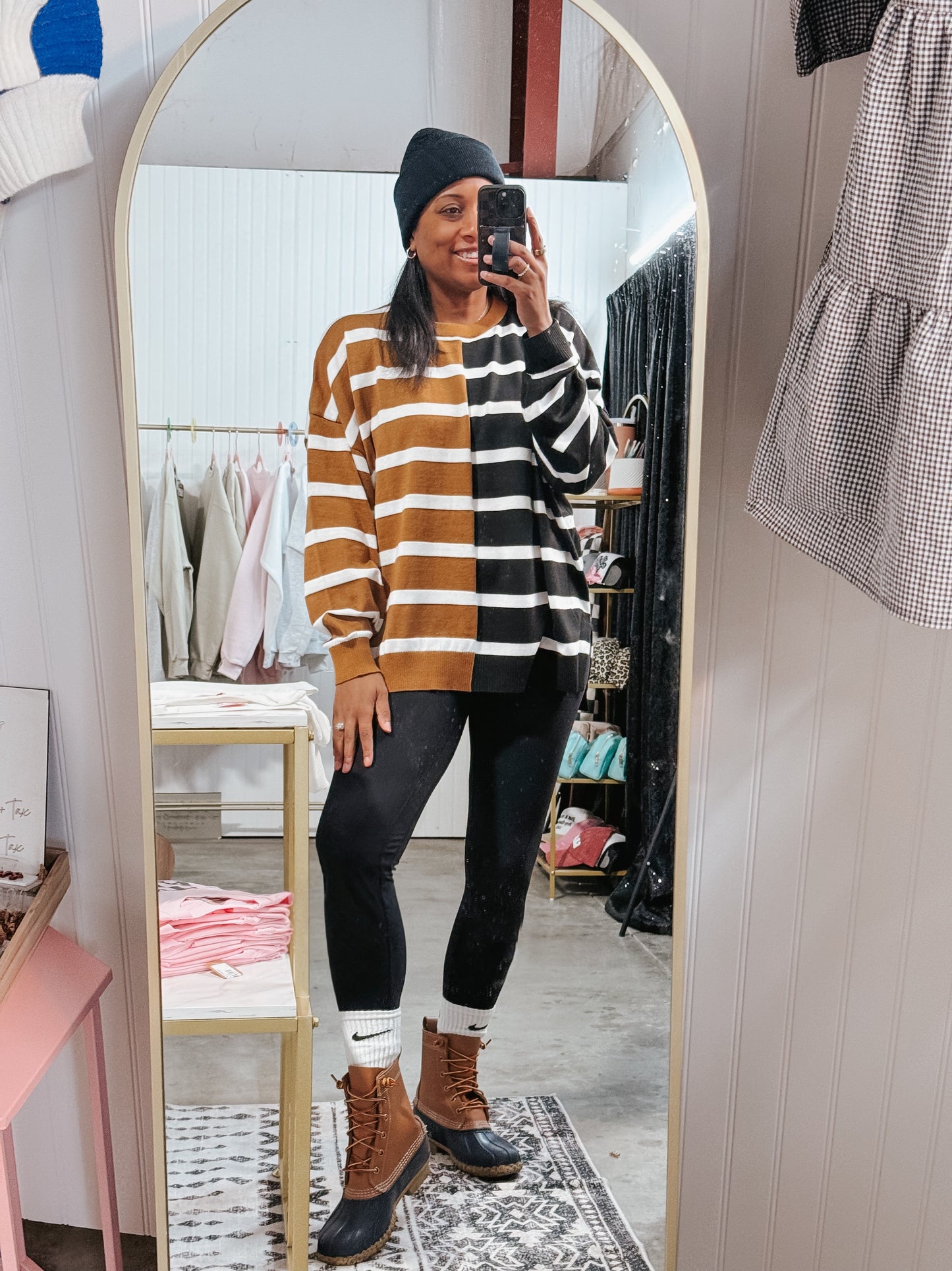 The Debutante Striped Sweater (tan/black)