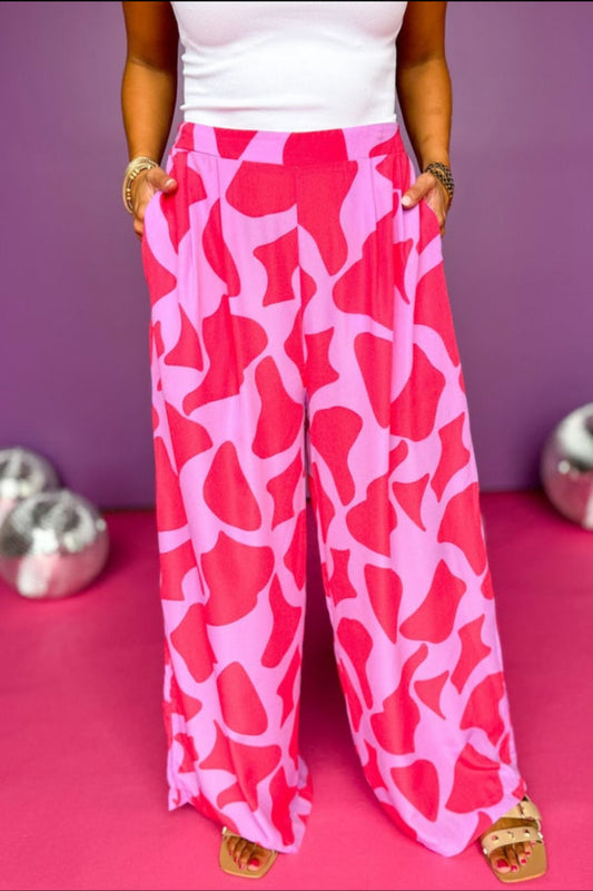 Geometric Printed Wide Leg Pants